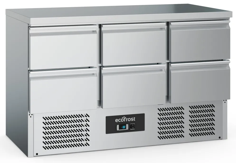 ecoFrost Kühltisch 6 Schubladen, 1365x700x876mm