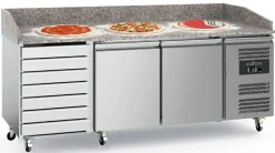 ecoFrost Pizzatisch 2 Türen EN, 7 Schubladen, 2025x800x1000mm