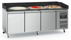 ecoFrost Pizzatisch 3 Türen Granit mit Rädersatz, 2020x800x1000mm