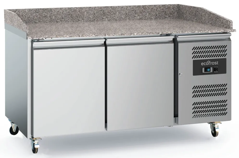ecoFrost Pizzatisch 2 Türen mit Rädersatz, 1515x800x1000mm