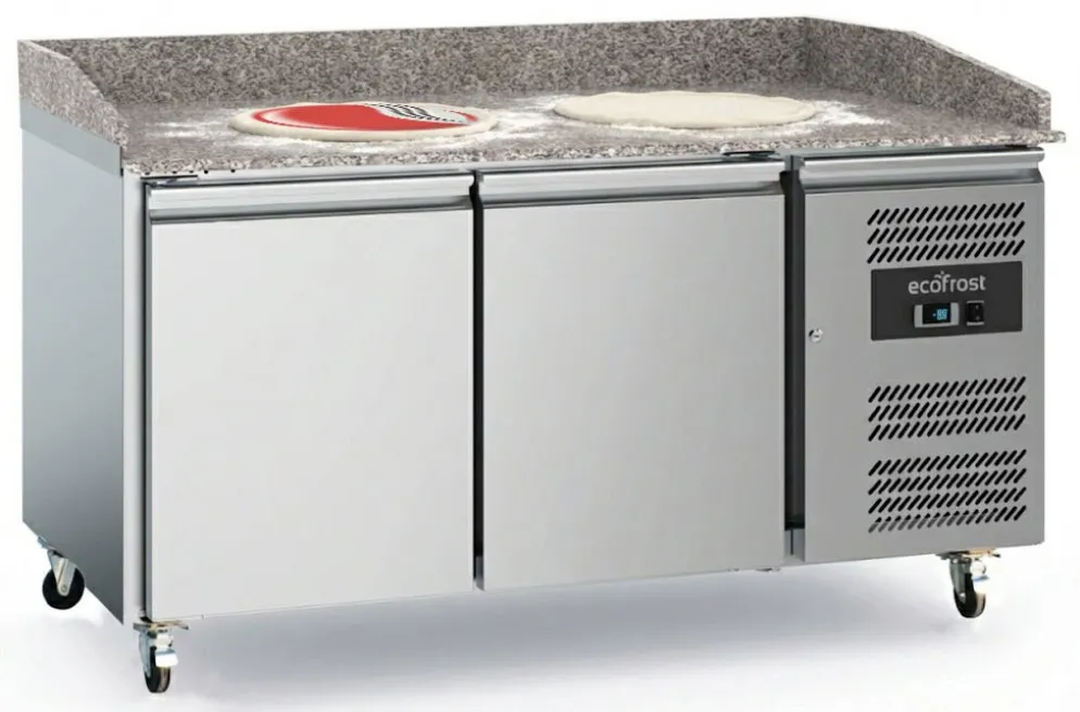 ecoFrost Pizzatisch 2 Türen mit Rädersatz, 1515x800x1000mm