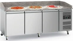 ecoFrost Pizzatisch 3 Türen mit Räder, 2020x800x1000mm