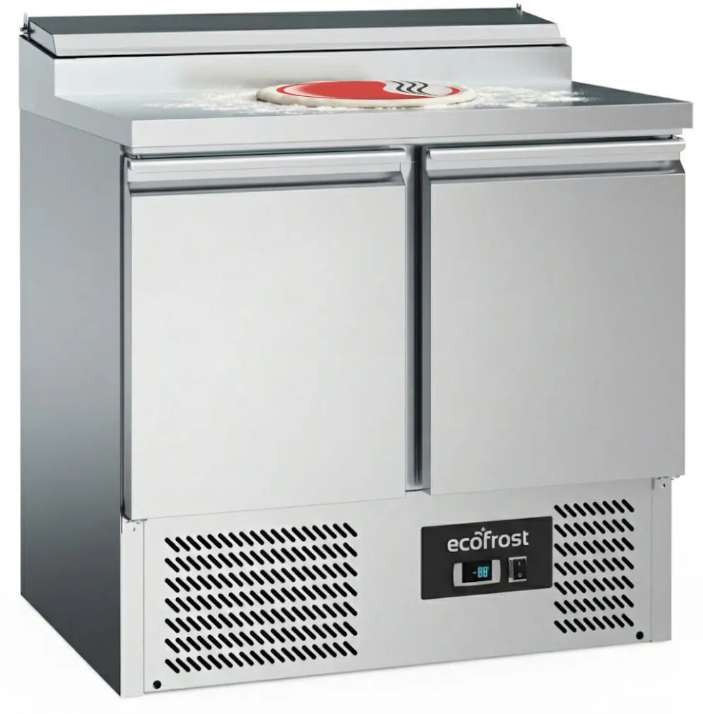 ecoFrost Saladette Pizzatisch 2 Türen für 5x 1/6 GN Behälter, Breite 900mm