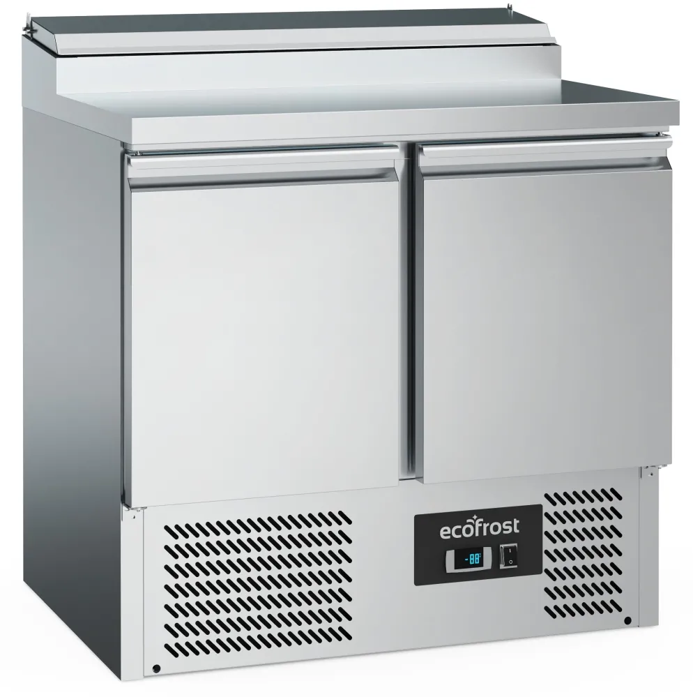 ecoFrost Saladette Pizzatisch 2 Türen für 5x 1/6 GN Behälter, Breite 900mm