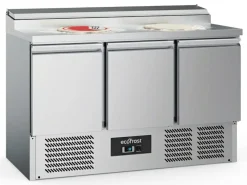 ecoFrost Saladette Pizzatisch 3 Türen für 8x 1/6 GN Behälter, Breite 1365mm