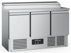 ecoFrost Saladette Pizzatisch 3 Türen für 8x 1/6 GN Behälter, Breite 1365mm