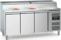 ecoFrost Saladette Pizzatisch 3 Türen für 8x 1/3 GN Behälter, Breite 1795mm