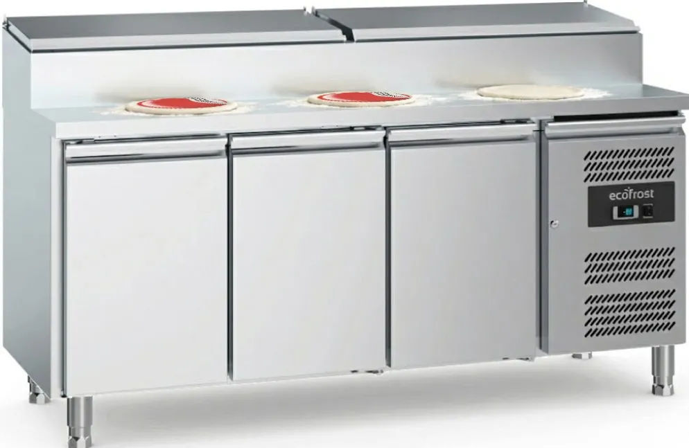 ecoFrost Saladette Pizzatisch 3 Türen für 8x 1/3 GN Behälter, Breite 1795mm
