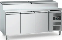 ecoFrost Saladette Pizzatisch 3 Türen für 8x 1/3 GN Behälter, Breite 1795mm