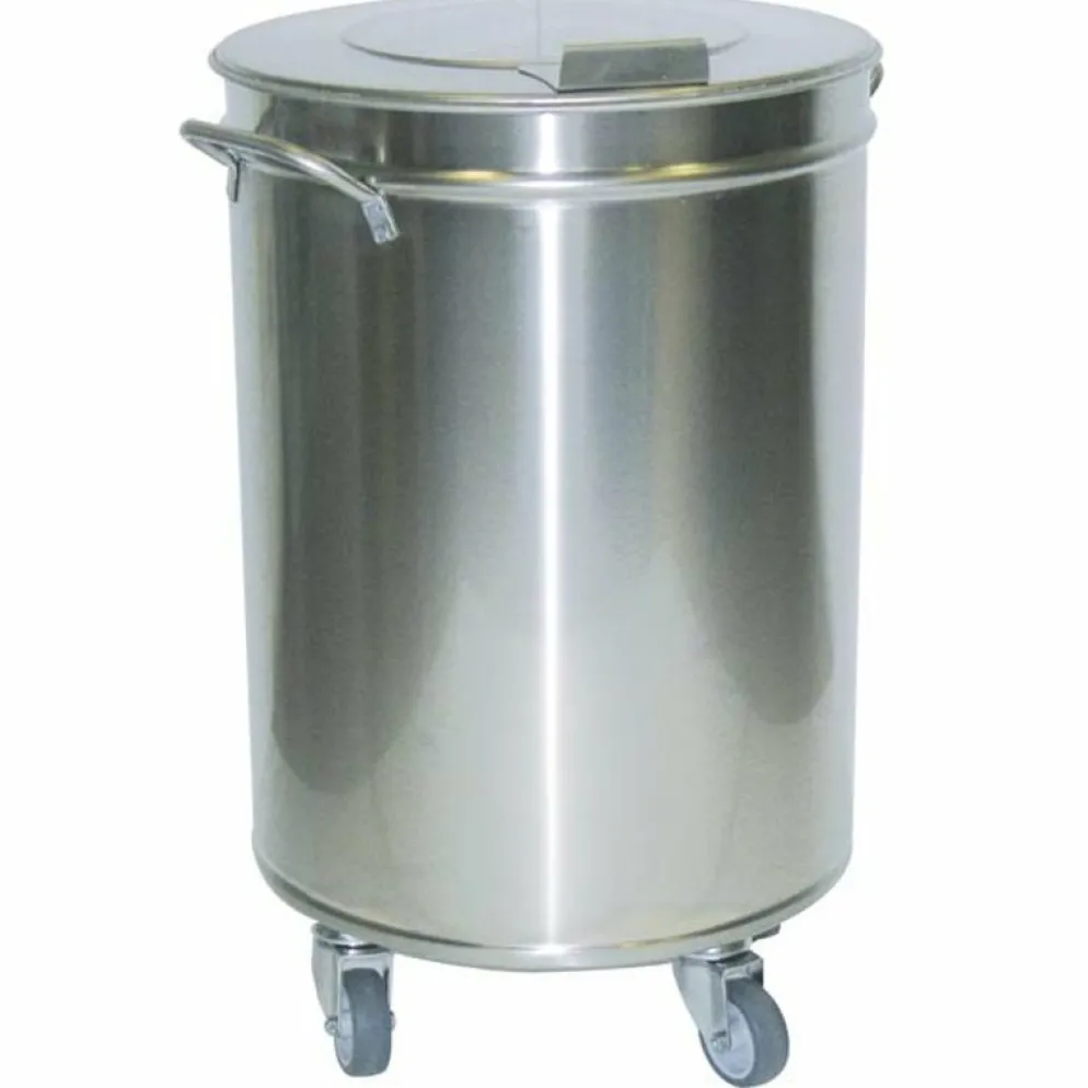 Edelstahl Abfalleimer, 90lt., ø46 cm