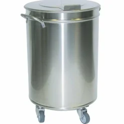 Edelstahl Abfalleimer, 75lt., Ø46 cm