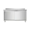 Edelstahl Arbeitsschrank Breite 1200x700 mm mit Aufkantung, Schiebetüren