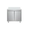 Edelstahl Arbeitsschrank Breite 800x600 mm mit Aufkantung, Flügeltüren