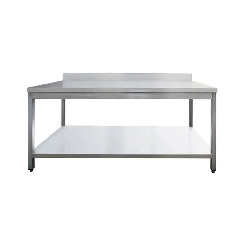 Edelstahl Arbeitstisch Breite 2000x600 mm mit Aufkantung, Grundboden