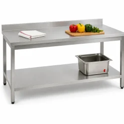 Edelstahl Arbeitstisch Breite 800x600 mm mit Aufkantung, Grundboden