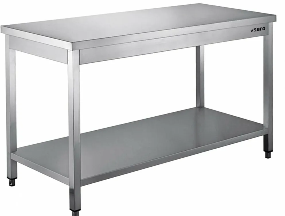 Edelstahl Arbeitstisch mit Grundboden B 1400 x T 700 mm