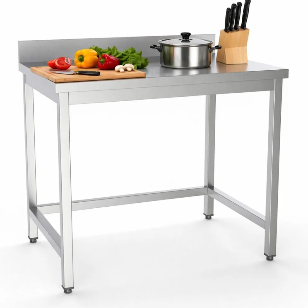 Edelstahl Arbeitstisch 700x700mmmit Aufkantung, ohne Grundboden