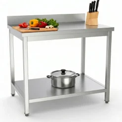 Edelstahl Arbeitstisch 1600x600x850mm mit Grundboden und Aufkantung