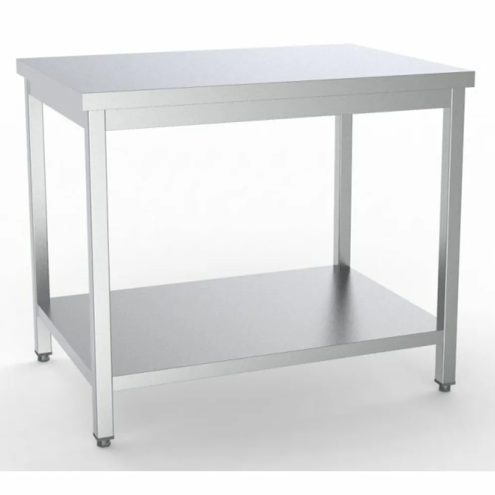Edelstahl Arbeitstisch 2000x600x850mm mit Grundboden, Selbstmontage