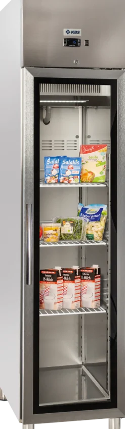 Edelstahl Gewerbekühlschrank mit Glastür KU 356 G