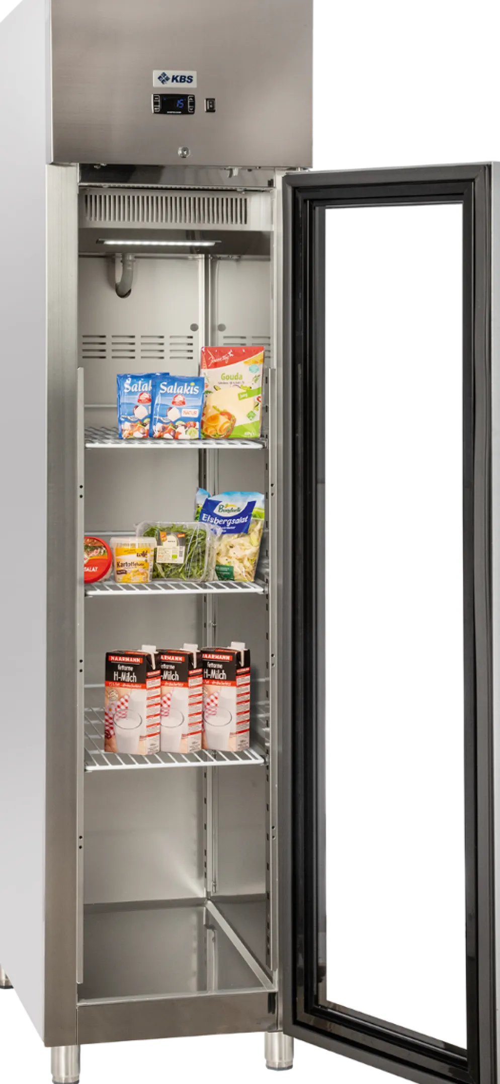 Edelstahl Gewerbekühlschrank mit Glastür KU 356 G