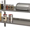 Edelstahl Wandbord 2 Böden mit Aufkantung 1400 x 300 mm