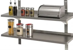 Edelstahl Wandbord 2 Böden mit Aufkantung 1000 x 300 mm