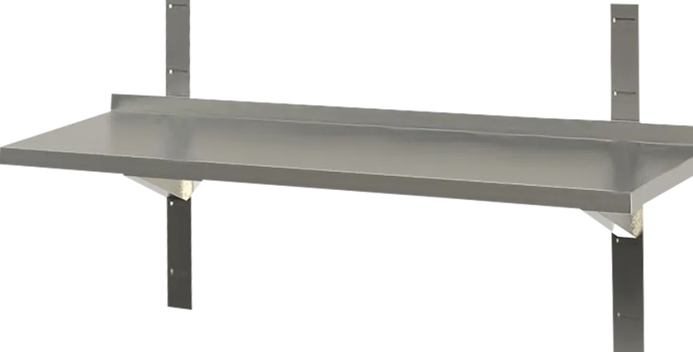 Edelstahl Wandbord 1 Boden mit Aufkantung 2000 x 300 mm