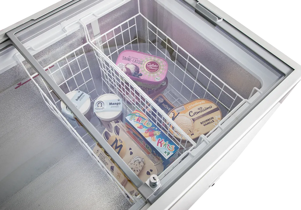 Eiscreme Impuls-Tiefkühltruhe D 300 mit Glasschiebedeckel 1015x635x875mm