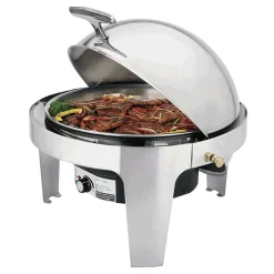 Elektro Chafing Dish mit Roll Top Deckel, 6,8 ltr., Ø 39,5 cm, Chromnickelstahl