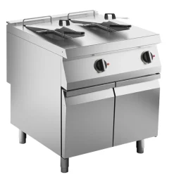 Elektro-Fritteuse 2 Becken je 15 L, Standgerät 24 kW, 800 x 900 x 900 mm