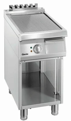 Elektro Griddleplatte mit Stahlplatte gerillt, offener Unterbau, B 400 x T 700mm
