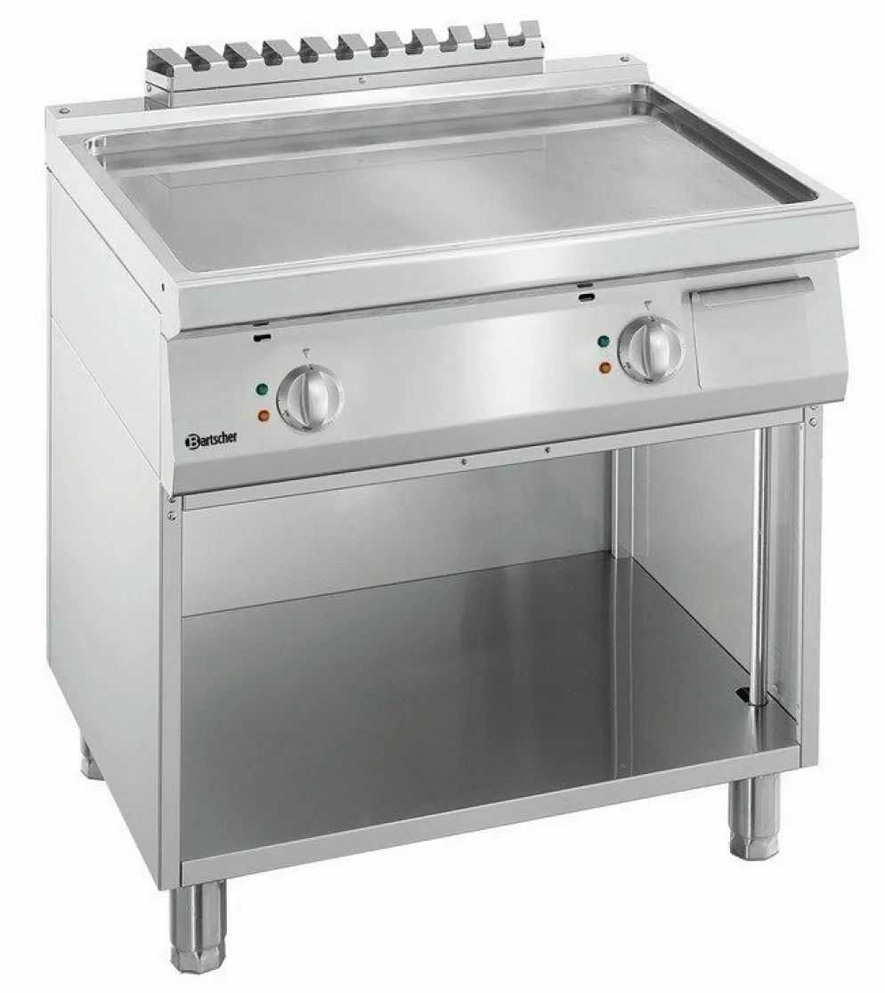 Elektro-Griddleplatte mit Stahlplatte glatt, offener Unterbau, B 800 x T 700mm