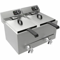 Elektro Tischfriteuse 2×8 L, 2×3 kW Edelstahl