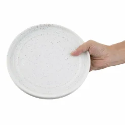 Flache runde Teller Olympia Cavolo weiß gesprenkelt Ø-22cm (6 Stück)