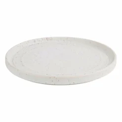 Flache runde Teller Olympia Cavolo weiß gesprenkelt Ø-22cm (6 Stück)