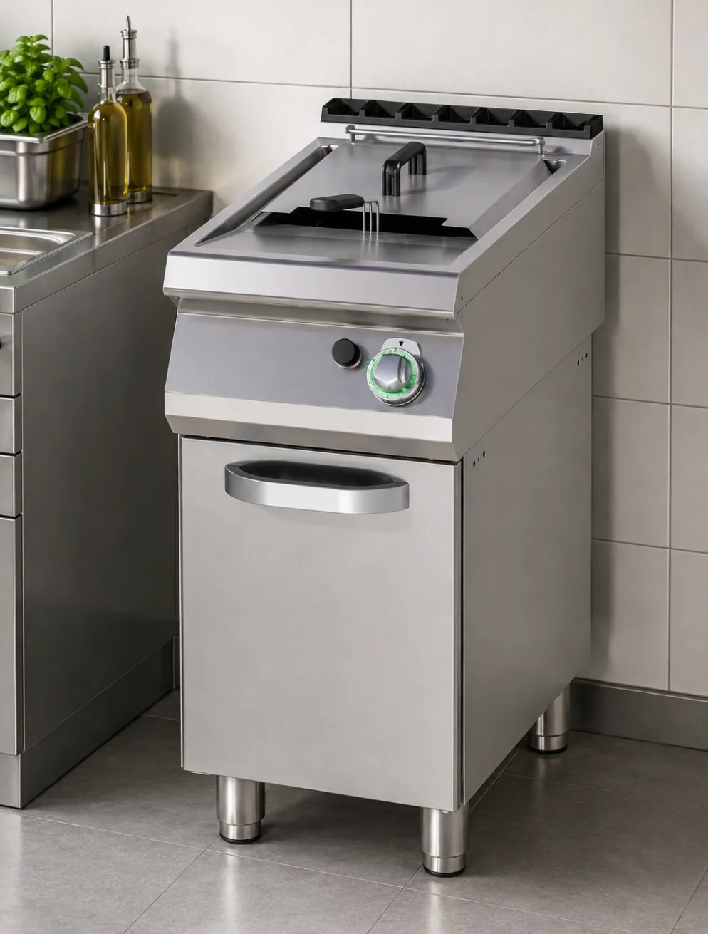 Gas-Fritteuse FE-740/17G mit Unterschrank 17 Liter, 14 kW