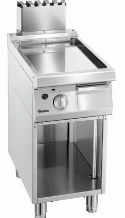 Gas-Griddleplatte mit Stahlplatte glatt, offener Unterbau, B 400 x T 700mm