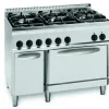 Gas-Herd 30 kW mit 6 Brennern und Elektro-Backofen GN 1/1