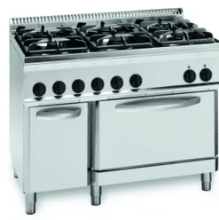 Gas-Herd 30 kW mit 6 Brennern und Elektro-Backofen GN 1/1