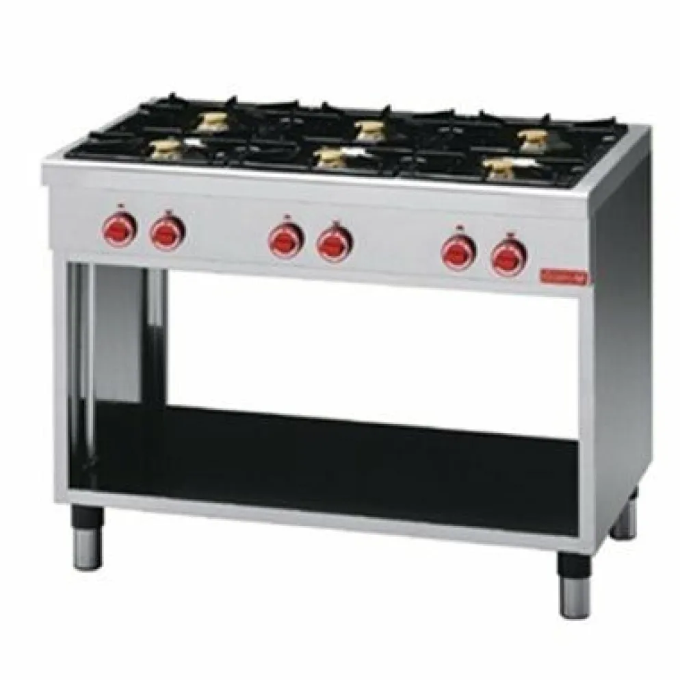 Gastro M Gasherd 6 Brenner mit Unterbau, 1100x650x850mm, 25,8kW