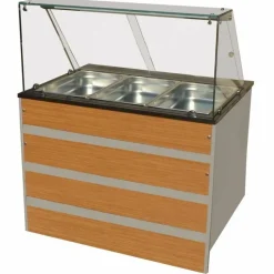 Gastronomie Bain-Marie warme Theke, Holzfront für 3x GN 1/1, 1070x800x1350 mm