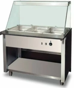 Gastronomie Bain-Marie warme Theke, Holzfront für 3x GN 1/1, 1070x800x1350 mm