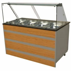 Gastronomie Bain-Marie warme Theke, Holzfront für 4x GN 1/1, 1400x800x1350 mm