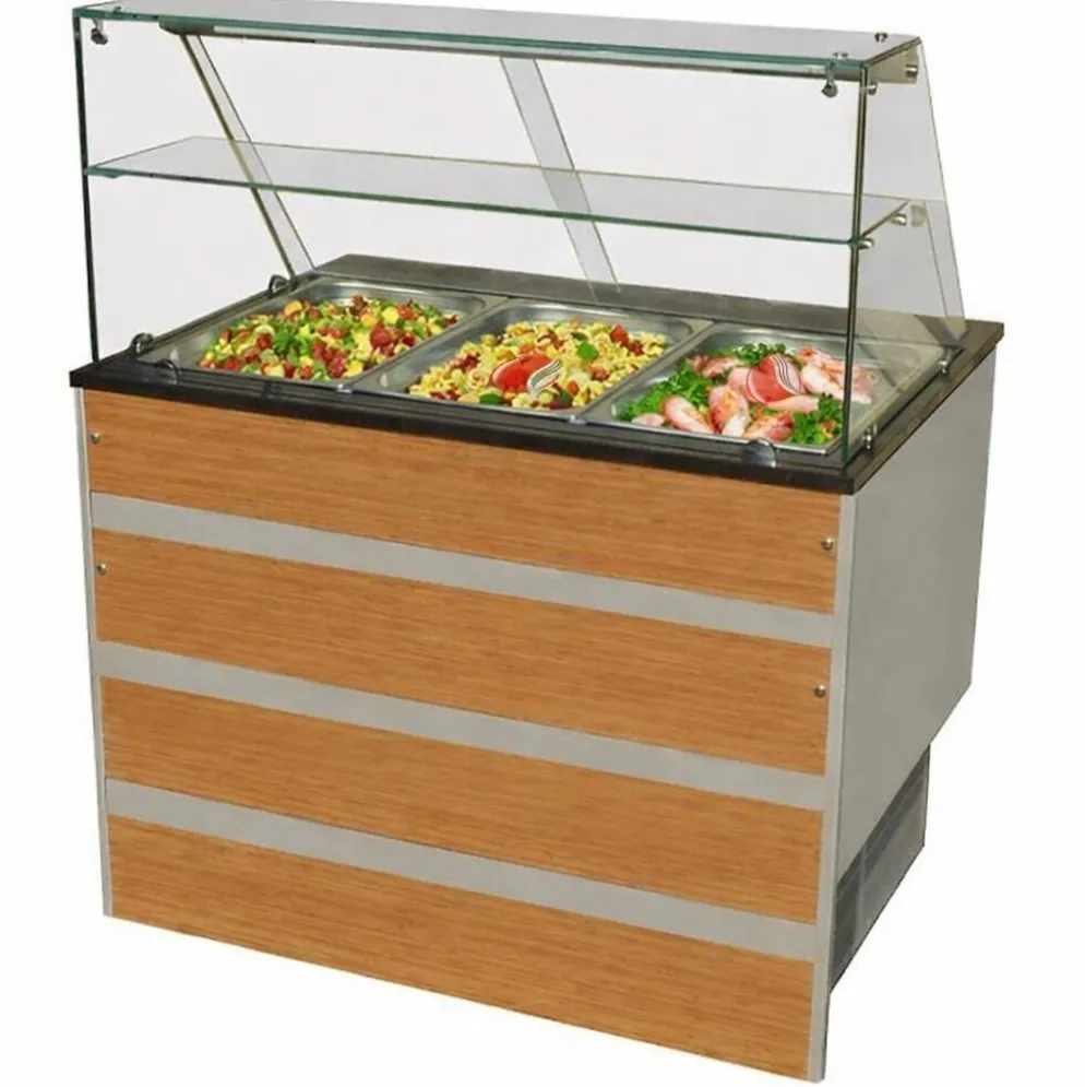 Gastronomie Kühltheke, Holzfront für 3x GN 1/1, 1070x800x1350 mm