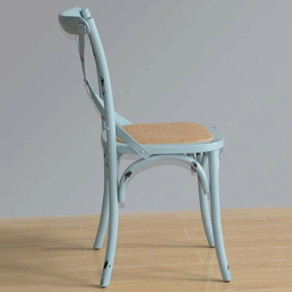 Gastronomie Stuhl Holz Atlas 110ST mit gekreuzter Rückenlehne White Blue Wash