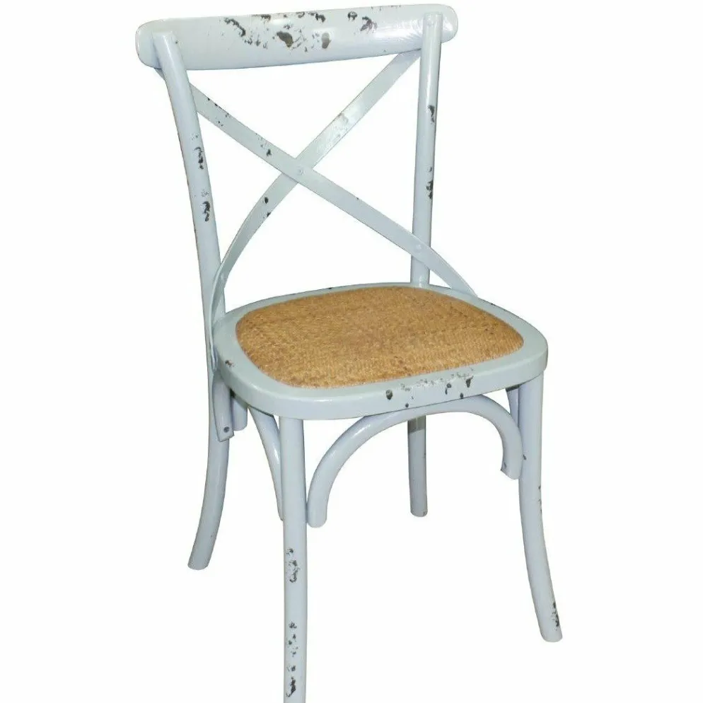 Gastronomie Stuhl Holz Atlas 110ST mit gekreuzter Rückenlehne White Blue Wash