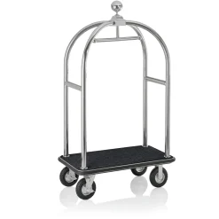 Gepäckwagen DRIFT, 112 x 60 x 190 cm, silberfarben, gebürstet, schwarzer Teppich
