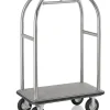 Gepäckwagen DRIFT, 112 x 60 x 190 cm, silberfarben gebürstet, grauer Teppich