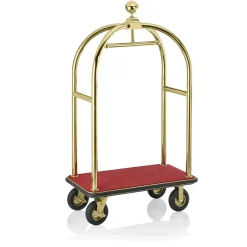 Gepäckwagen DRIFT, 112 x 60 x 190 cm, titanium gold, roter Teppich